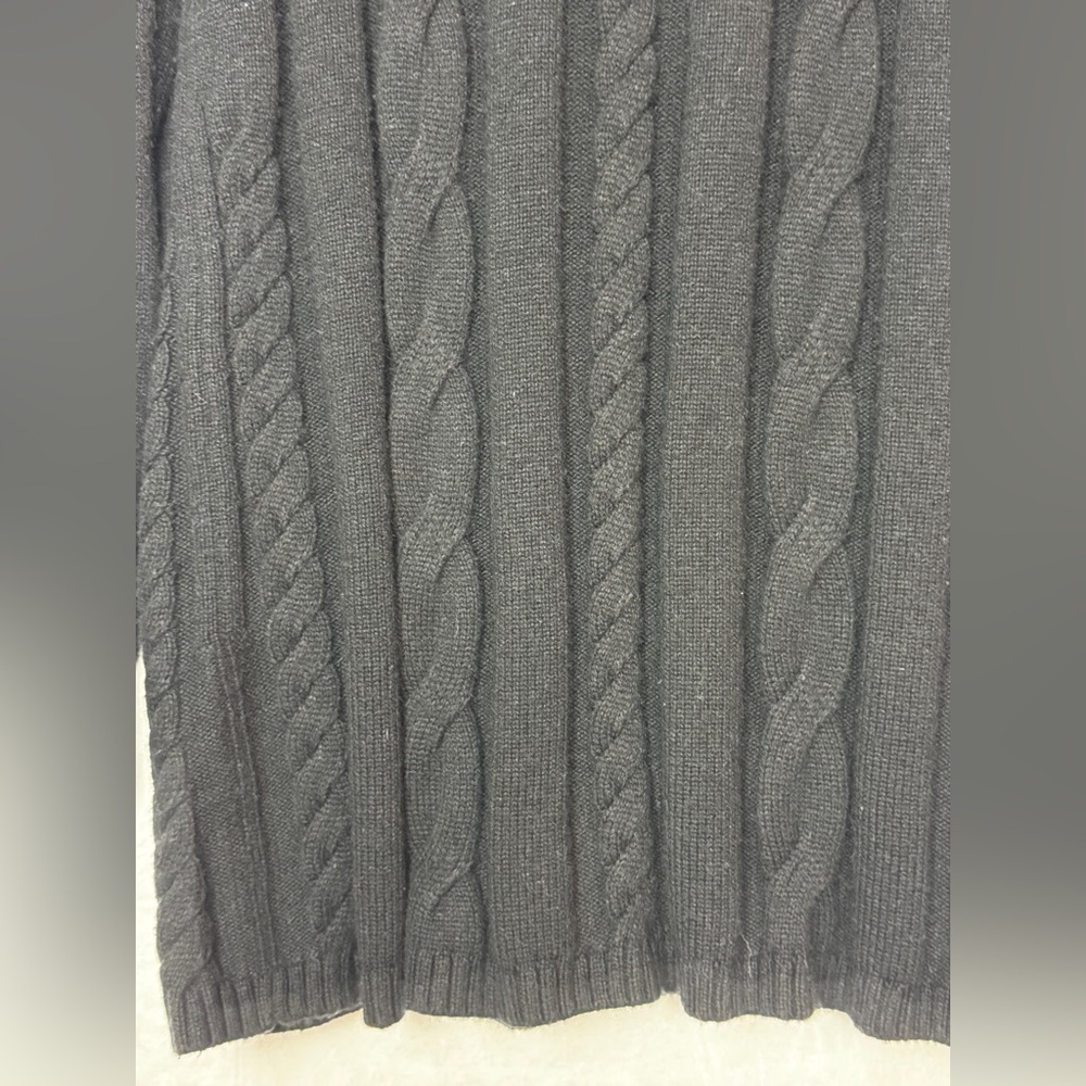 TALBOTS Cotton Blend Preppy Chunky Black Cable Knit Cardigan Gold Buttons SZ S. - Picture 7 of 12